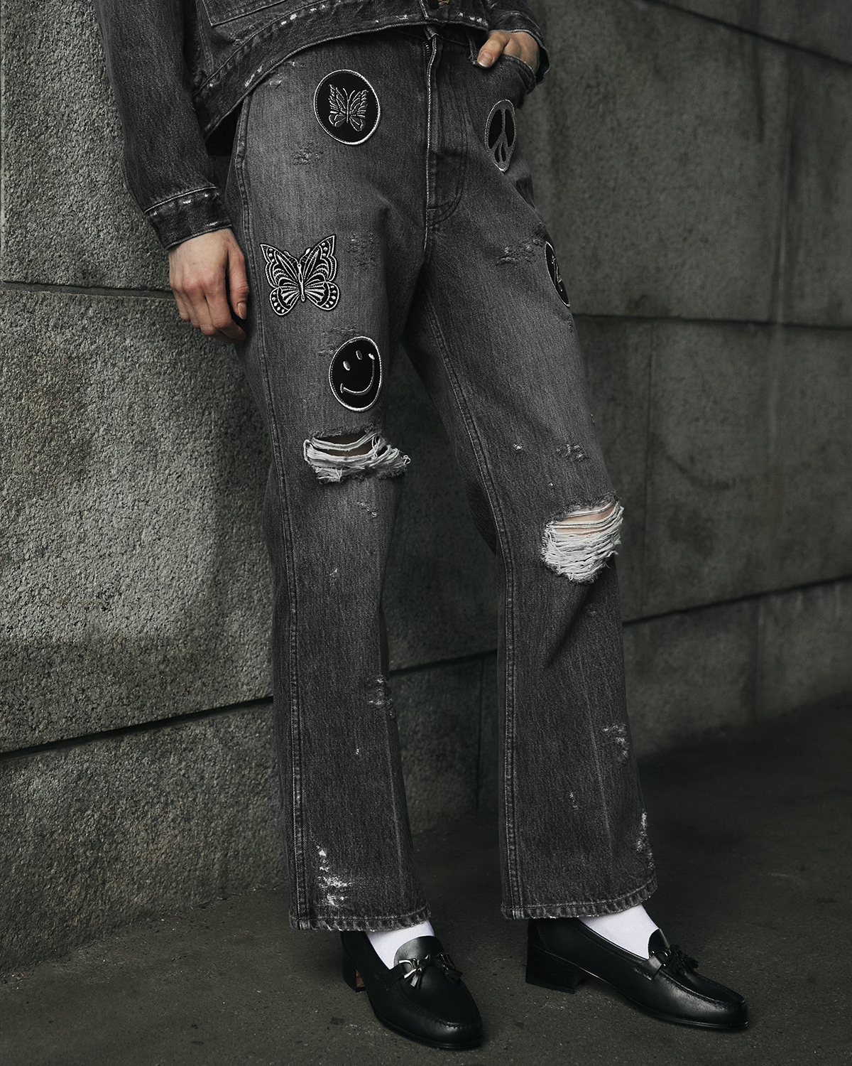 M*a様 黒*様 Needles バタフライ刺繍ジャケット M 別注Miles Jacket - Poly Brushed Taffeta(S BLACK): NEEDLES: MENS